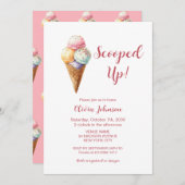 Scooped Up! Pink Ice Cream Bridal Shower Einladung (Vorne/Hinten)