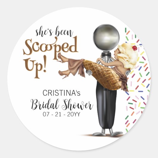 Scooped Up Vanilla Ice cream Bridal Shower Runder Aufkleber (Vorderseite)