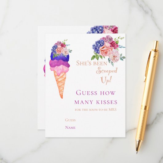 Scooper Funny Guess Game Ice Cream Brautparty Begleitkarte (Vorderseite/Rückseite Beispiel)