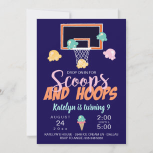 Scoops and Hoops Mädchen Basketball Einladung
