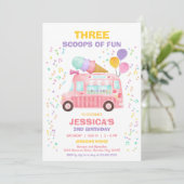Scoops Of Fun Eiswagen Rosa Mädchen Geburtstag Einladung (Stehend Vorderseite)