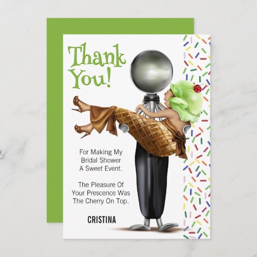 Scoopup Ice Cream Brautparty Vielen Dank Dankeskarte (Vorne/Hinten)