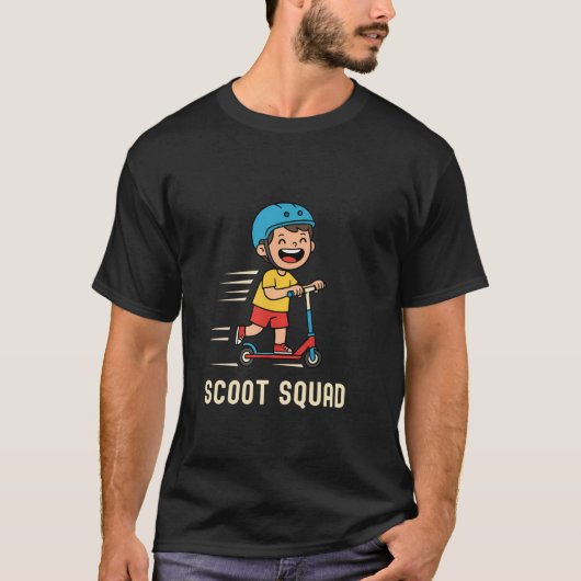 Scoot Squad Kid Riding Scooter Crew Outdoor Fun Ad T-Shirt (Vorderseite)
