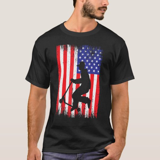 Scooter American Flag Squad Cool Stunt Kick Trick T-Shirt (Vorderseite)