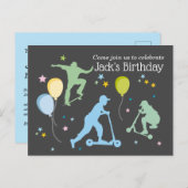 Scooter, Bikes, Skateboards, fahren weiter Einladungspostkarte (Vorne/Hinten)