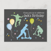 Scooter, Bikes, Skateboards, fahren weiter Einladungspostkarte (Vorderseite)