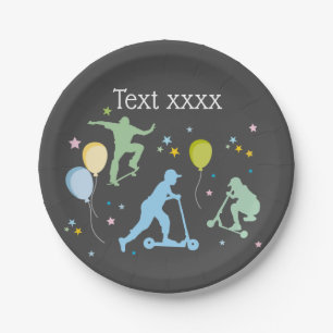 Scooter, Bikes, Skateboards, fahren weiter Pappteller