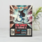 Scooter Birthday Einladung | Digitaler Skate Park (Stehend Vorderseite)