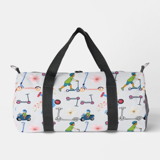 Scooter Bloom Duffle: Whimsical Wheels Transport Duffle Bag (Vorderseite)