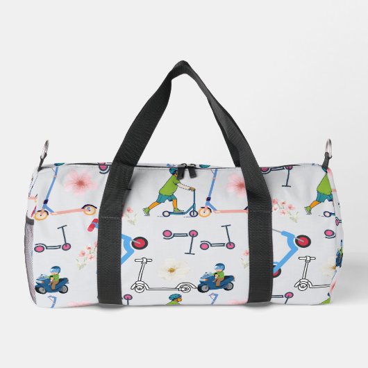 Scooter Bloom Duffle: Whimsical Wheels Transport Duffle Bag (Rückseite)