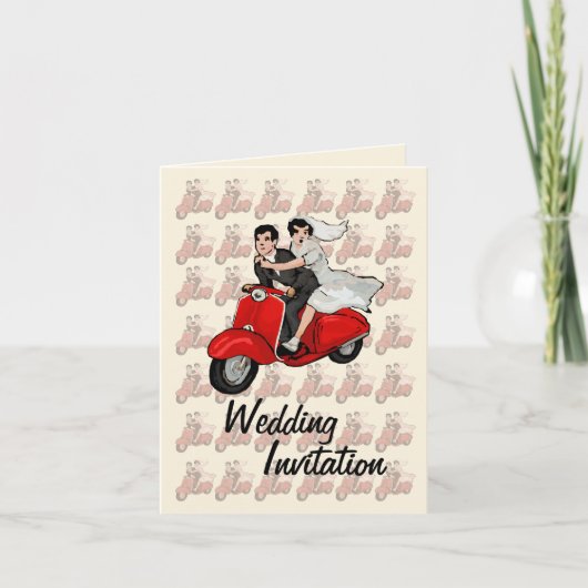 Scooter Boy and Girl Wedding Einladung Cards (Vorderseite)