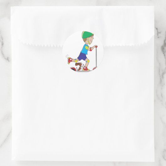 Scooter Boy Runder Aufkleber (Tasche)