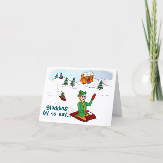 Scooter der Elf Weihnachtskarte Dankeskarte (Vorderseite)