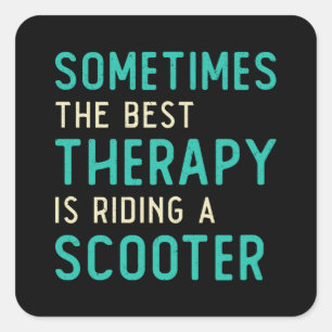 Scooter Driver Best Therapy Stunt Retro Vintag Quadratischer Aufkleber