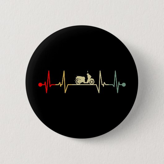 Scooter Driver Electric Scooter Heartbeat Retro Button (Vorderseite)