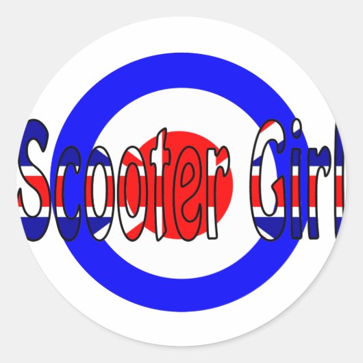 Scooter-Girl-Mod-Ziel Runder Aufkleber (Vorderseite)