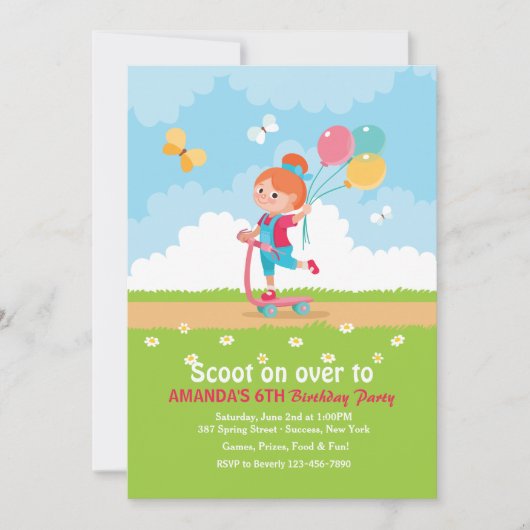 Scooter Girl Party Einladung (Vorderseite)