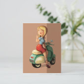 Scooter Girl Postkarte (Stehend Vorderseite)