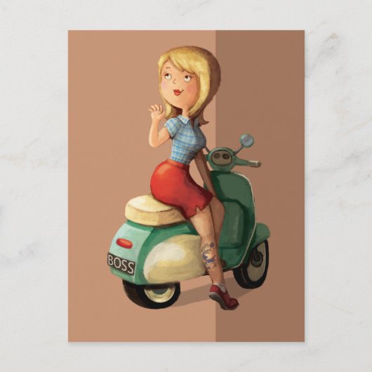 Scooter Girl Postkarte (Vorderseite)