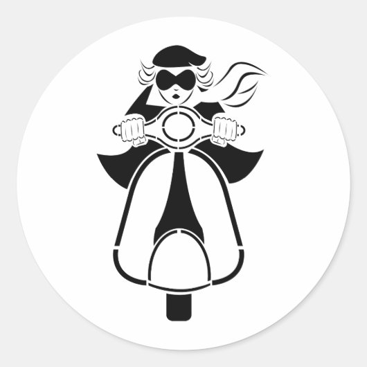 Scooter Girl Runder Aufkleber (Vorderseite)