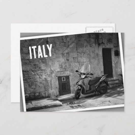 Scooter in Schwarzweiß Postkarte (Vorne/Hinten)