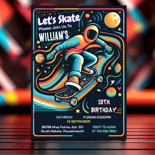 Scooter Jump Zone Skateboarding 13. Geburtstag Einladung
