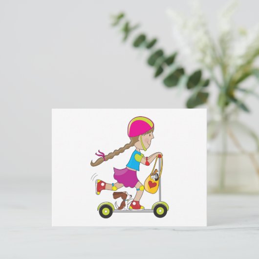 Scooter Kid Postkarte (Stehend Vorderseite)