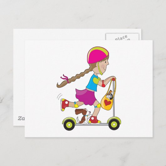 Scooter Kid Postkarte (Vorne/Hinten)
