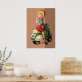 Scooter Mädchen Poster (Küche)