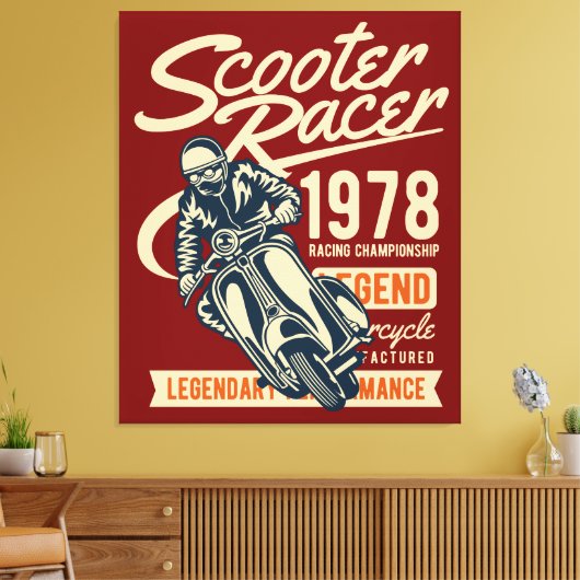 Scooter Racer Vintag Retro Style Leinwanddruck (Insitu (Wohnzimmer))