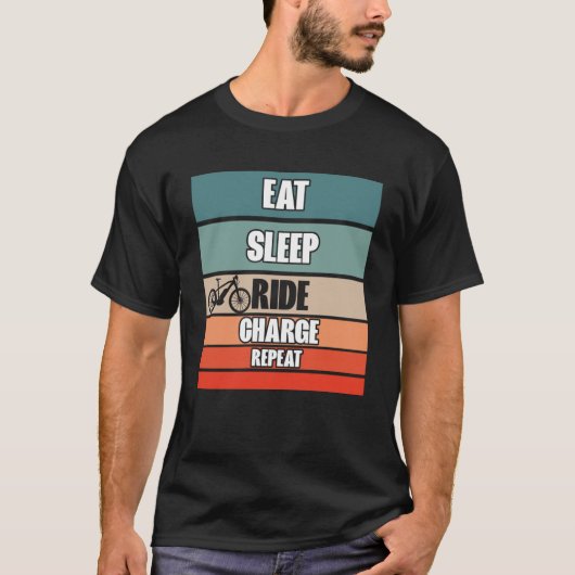 Scooter Rider Retro essen Sleep Ride Charge Wieder T-Shirt (Vorderseite)