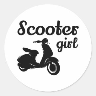 Scooter Rider Scootering Motorrad Moped Bike Runder Aufkleber