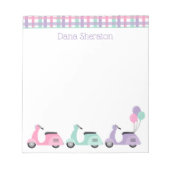 Scooter und Karierte Personalisierte Notepad Notizblock (Vorderseite)