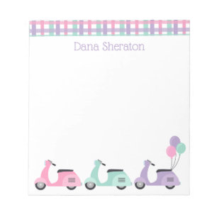 Scooter und Karierter Personalisierter Notepad Notizblock