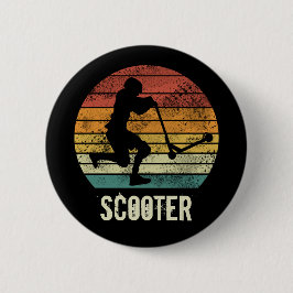 Scooter Vintag Sunset Retro E-Scooter Design Button