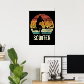 Scooter Vintager Sonnenuntergang Retro E-Scooter Poster (Heimbüro)