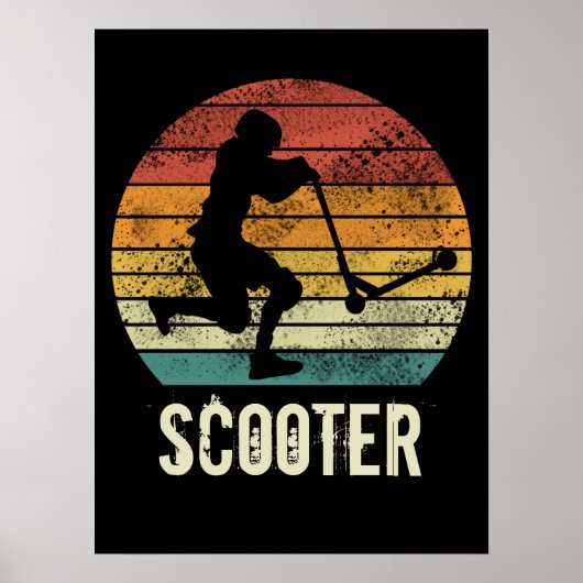 Scooter Vintager Sonnenuntergang Retro E-Scooter Poster (Vorne)