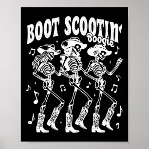 Scootin' Boogie Retro Western Skelettanzkühe Poster