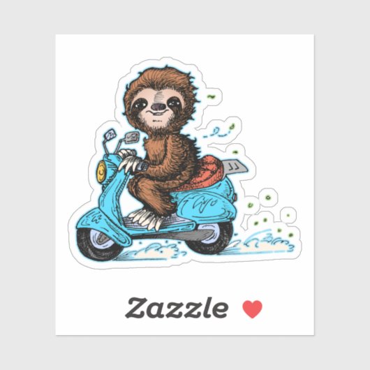 Scootin' Sloth Moped Aufkleber (Blatt)