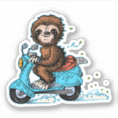 Scootin' Sloth Moped Aufkleber (Vorderseite)