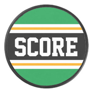 SCORE Black Green Yellow Hockey Strips Eishockey Puck