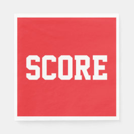 SCORE Fun Sporty White Athletic Text On Bright Red Serviette