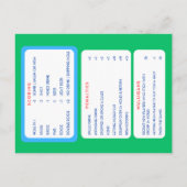 Scorecard Postkarte (Rückseite)