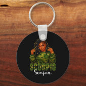 Scoro Season Loc'd Black Woman Camo Zodiac Sign Schlüsselanhänger (Vorderseite)