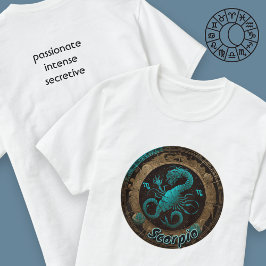 Scorpio Aquamarin und Gold Wasserfarbe Zodiac T-Sh T-Shirt