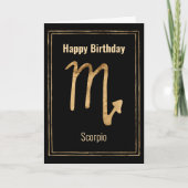 Scorpio astrologie Gold zodiac Happy Birthday Karte (Vorderseite)