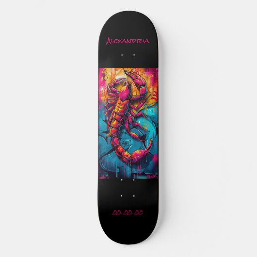 Scorpio Astrologie Grafitti Personalisiert Skateboard (Vorderseite)