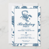 Scorpio Birthday Elegant Toile Scorpions Celestial Einladung (Vorderseite)