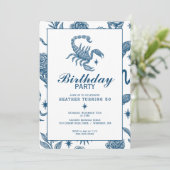 Scorpio Birthday Elegant Toile Scorpions Celestial Einladung (Stehend Vorderseite)