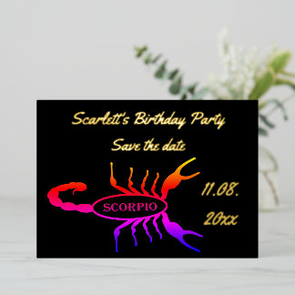 Scorpio Black Scorpion Sign Custom Geburtstag Folien Feiertagskarte